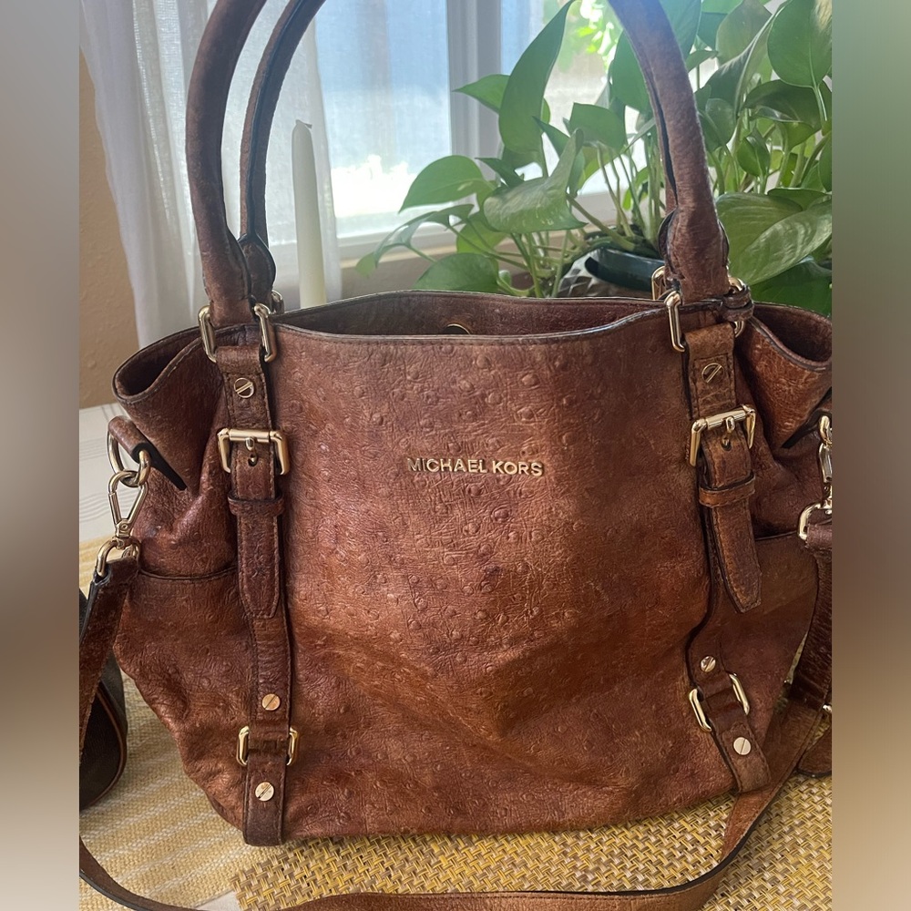 Michael Kors Ostrich Embossed Leather Hobo tote bag